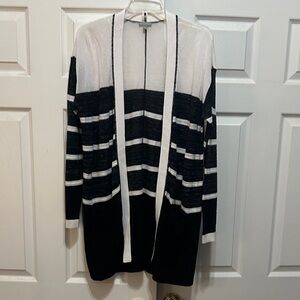 T by Talbots long Striped Black and White Women's Sweater